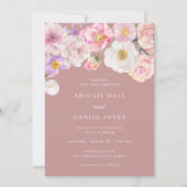 Elegante Wasserfarbe Bloom Dusty Pink Hochzeit Einladung (Vorderseite)