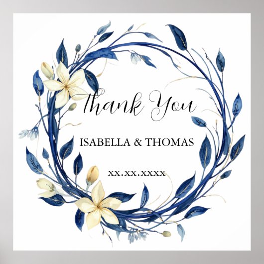 Elegante Wasserfarbe Blume blaue Lilie Floral Bota Poster (Vorne)