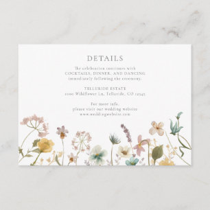 Elegante Wasserfarbe-Blumen-Hochzeitsdetails Begleitkarte