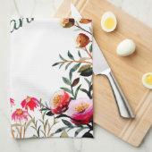 Elegante Wasserfarbe Blumengrün Personalisiert Geschirrtuch (Viertel Falte)