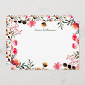 Elegante Wasserfarbe Blumengrün Personalisiert Mitteilungskarte (Vorne/Hinten)