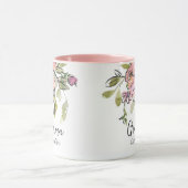 Elegante Wasserfarbe Blumenpastel Rosa Oma Tasse (Zentrum)