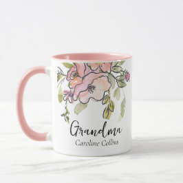 Elegante Wasserfarbe Blumenpastel Rosa Oma Tasse