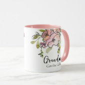 Elegante Wasserfarbe Blumenpastel Rosa Oma Tasse (VorderseiteRechts)