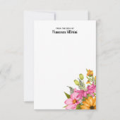 Elegante Wasserfarbe Blumenrosa Gelb Personalisier Mitteilungskarte (Vorderseite)