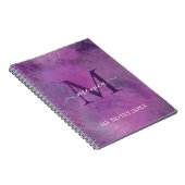 Elegante Wasserfarbe Blumenrosa Lila Mit Monogramm Notizblock (Rechte Seite)
