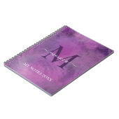 Elegante Wasserfarbe Blumenrosa Lila Mit Monogramm Notizblock (Linke Seite)