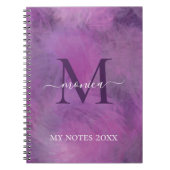 Elegante Wasserfarbe Blumenrosa Lila Mit Monogramm Notizblock (Vorderseite)