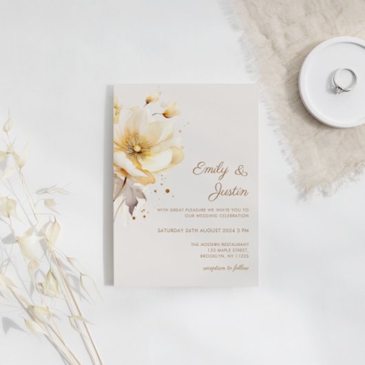 Elegante Wasserfarbe Blütenfarben Delikatessen Hoc Einladung