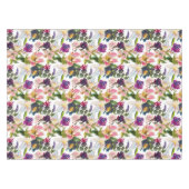 Elegante Wasserfarbe Blütenrosa Lila Weiß Grün Tischdecke (Vorderseite (Horizontal))
