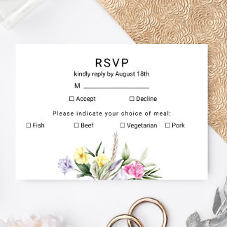 Elegante Wasserfarbe Boho Blumenhochzeit RSVP Karte