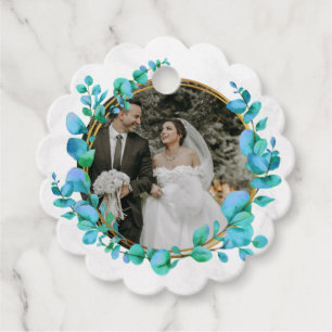 Elegante Wasserfarbe-Botanik für Hochzeitsfotos Geschenkanhänger