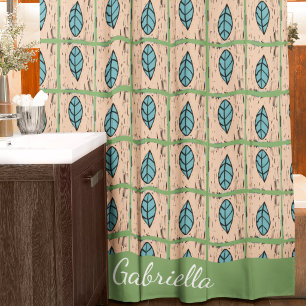 Elegante Wasserfarbe botanische Blätter Grün Duschvorhang