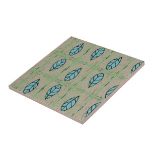 Elegante Wasserfarbe botanische Blätter Grün Fliese