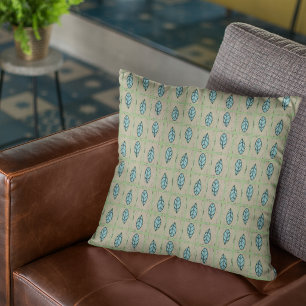 Elegante Wasserfarbe botanische Blätter Grün Kissen