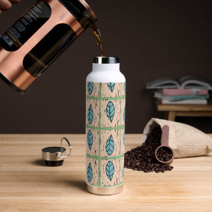 Elegante Wasserfarbe botanische Blätter Grün Trinkflasche