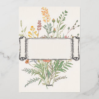 Elegante Wasserfarbe-Botanische Blumige Rahmen Hoc Folieneinladung