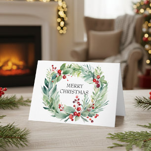 Elegante Wasserfarbe Botanische Erde Weihnachten Karte