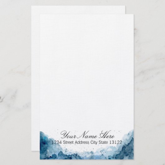 Elegante Wasserfarbe Briefpapier (Vorne/Hinten)