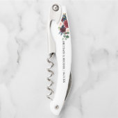 Elegante Wasserfarbe Burgund Blauer Blumenzwiebeln Kellnermesser (Vorderseite)