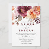 Elegante Wasserfarbe Burgundy Bouquet Blumenhochze Einladung (Vorderseite)