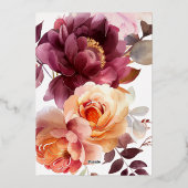 Elegante Wasserfarbe Burgundy Bouquet Blumenhochze Folieneinladung (Rückseite)