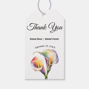 Elegante Wasserfarbe Calla Lilies Romantische Blum Geschenkanhänger