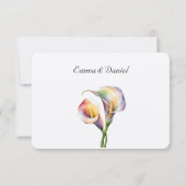 Elegante Wasserfarbe Calla Lilies Romantische Blum RSVP Karte (Rückseite)