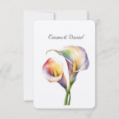 Elegante Wasserfarbe Calla Lilies Romantische Blum RSVP Karte (Rückseite)