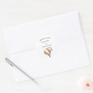 Elegante Wasserfarbe Calla Lilies Romantische Blum Runder Aufkleber