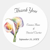 Elegante Wasserfarbe Calla Lilies Romantische Blum Runder Aufkleber (Vorderseite)