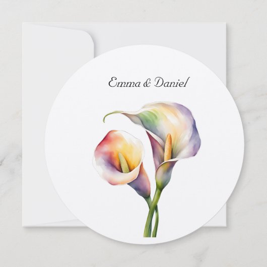 Elegante Wasserfarbe Calla Lilies Romantische Blum Save The Date (Rückseite)