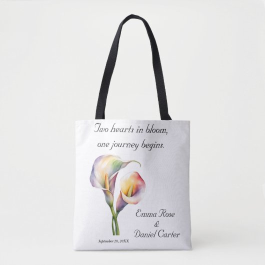 Elegante Wasserfarbe Calla Lilies Romantische Blum Tasche (Vorderseite)