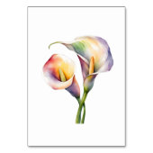 Elegante Wasserfarbe Calla Lilies Romantische Blum Tischnummer (Rückseite)
