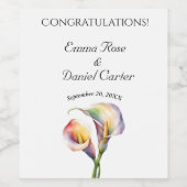Elegante Wasserfarbe Calla Lilies Romantische Blum Weinetikett (Einzelnes Label)