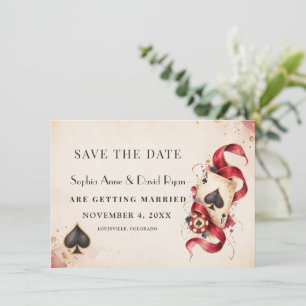 Elegante Wasserfarbe-Casino-Nacht-Burgunder-Hochze Save The Date