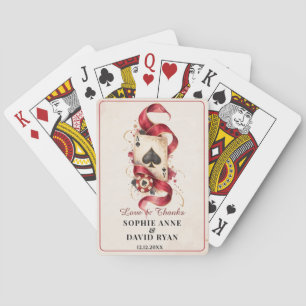 Elegante Wasserfarbe-Casino-Nacht-Burgunder-Hochze Spielkarten