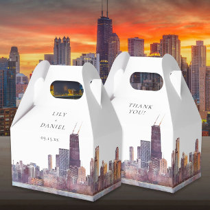 Elegante Wasserfarbe Chicago Hochzeit Geschenkschachtel