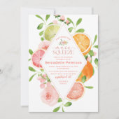 Elegante Wasserfarbe Citrus Pink Blume Bridal Sho Einladung (Vorderseite)