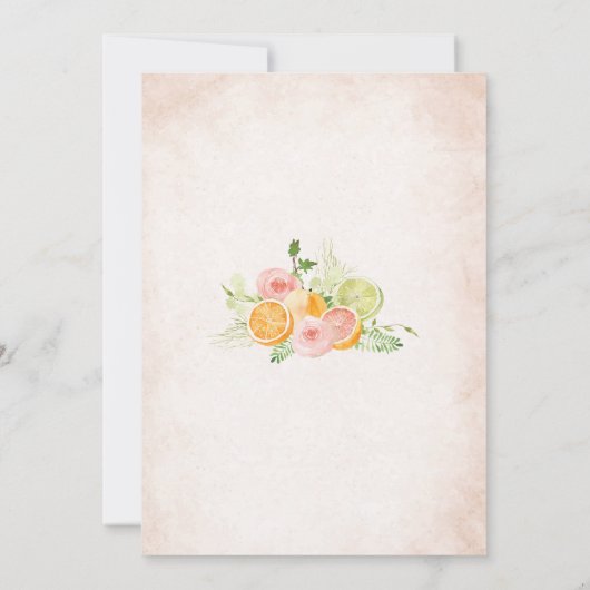 Elegante Wasserfarbe Citrus Pink Blume Bridal Sho Einladung (Rückseite)
