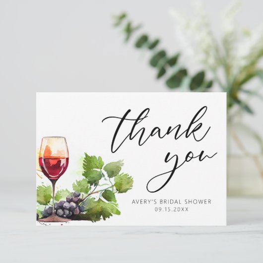 Elegante Wasserfarbe Danke Weinverkostung Klassisc (Stehend Vorderseite)