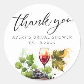 Elegante Wasserfarbe Danke Weinverkostung Runder Aufkleber (Vorderseite)