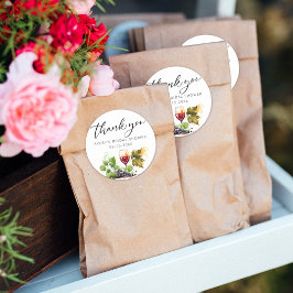 Elegante Wasserfarbe Danke Weinverkostung Runder Aufkleber