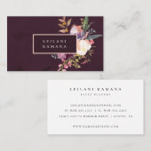 Elegante Wasserfarbe Dunkle Lila Flora Visitenkarte (Vorne/Hinten)