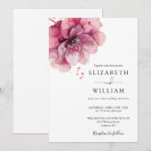 Elegante Wasserfarbe Dusty Rose Blumenzwiese Einladung (Vorne/Hinten)