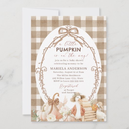 Elegante Wasserfarbe Ein kleiner Kürbis ist Einlad Einladung (Vorderseite)