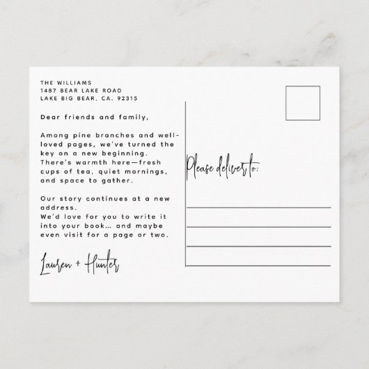 Elegante Wasserfarbe Ein neues Kapitel hat begonne Ankündigungspostkarte (Rückseite)