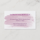 Elegante Wasserfarbe Einfaches Spritzer Lila Grau Visitenkarte (Rückseite)