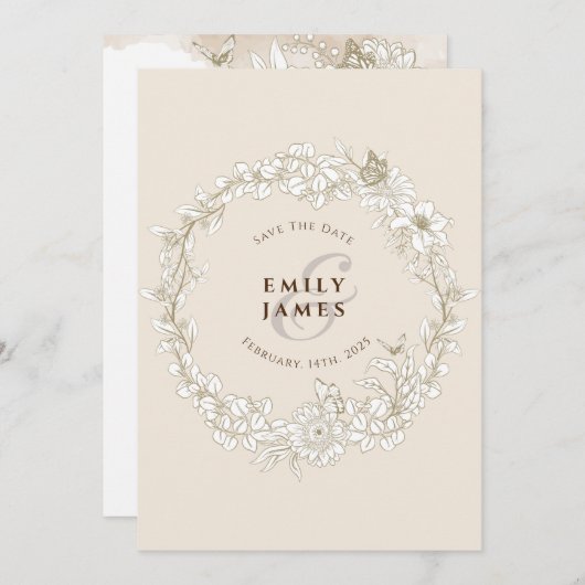 Elegante Wasserfarbe Einladung (Vorne/Hinten)