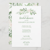 Elegante Wasserfarbe Elfenbeinfarben Rose Blumenko Einladung (Vorne/Hinten)